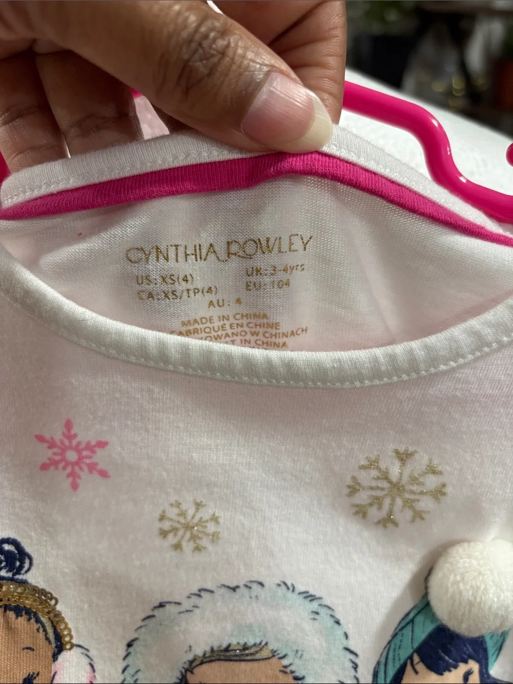 Cynthia Rowley Girls' Winter Graphic Lace Hem Top size 4